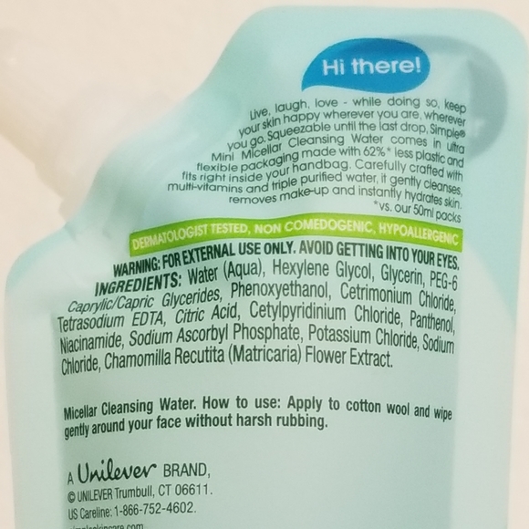 ✅1154FW 1 New Sealed Simple Micellar Cleansing Water Sensitive Skin - Picture 7 of 10